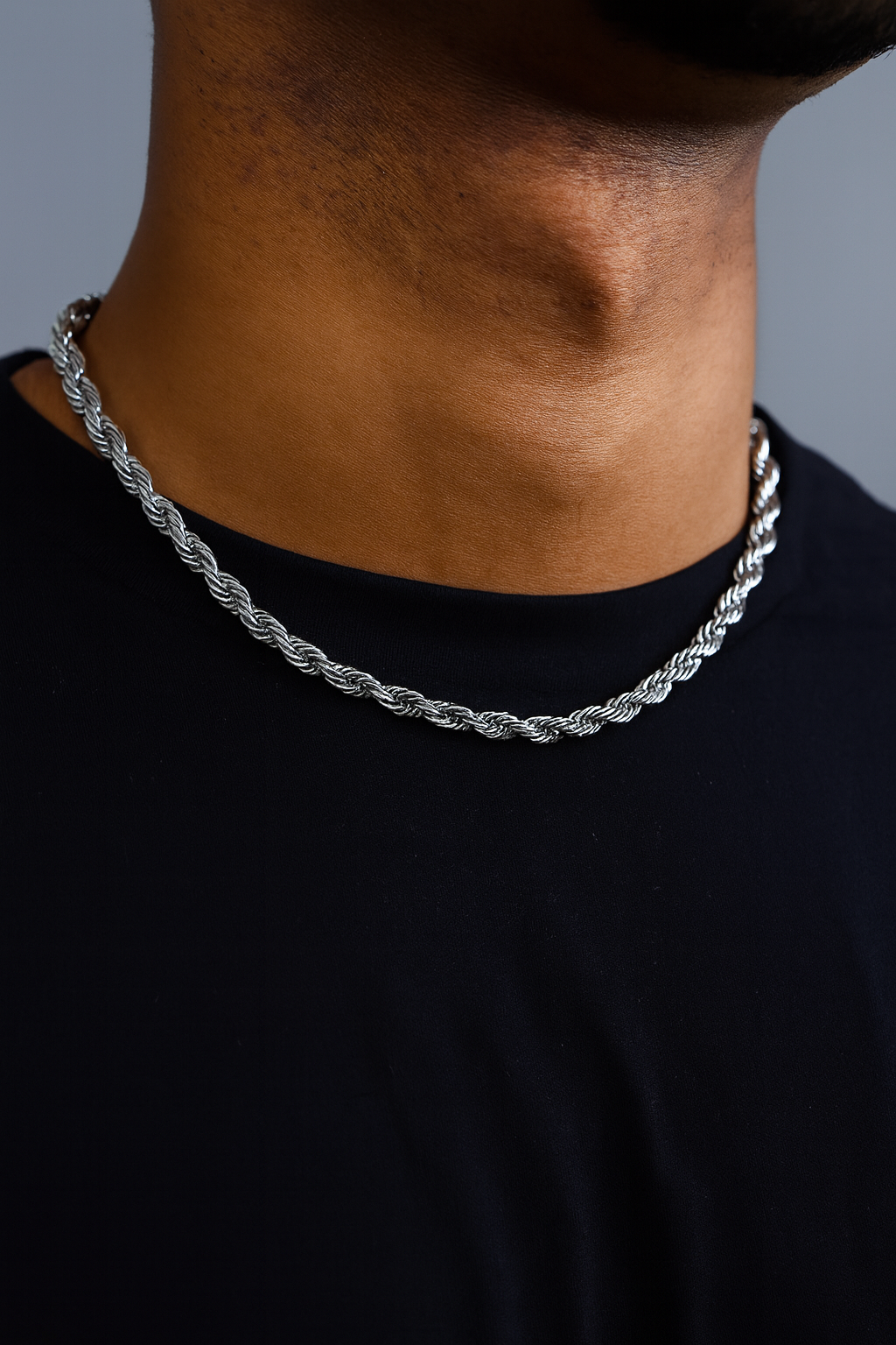 سلسلة حبل نظيفة. - 6 مم ذهب أبيض